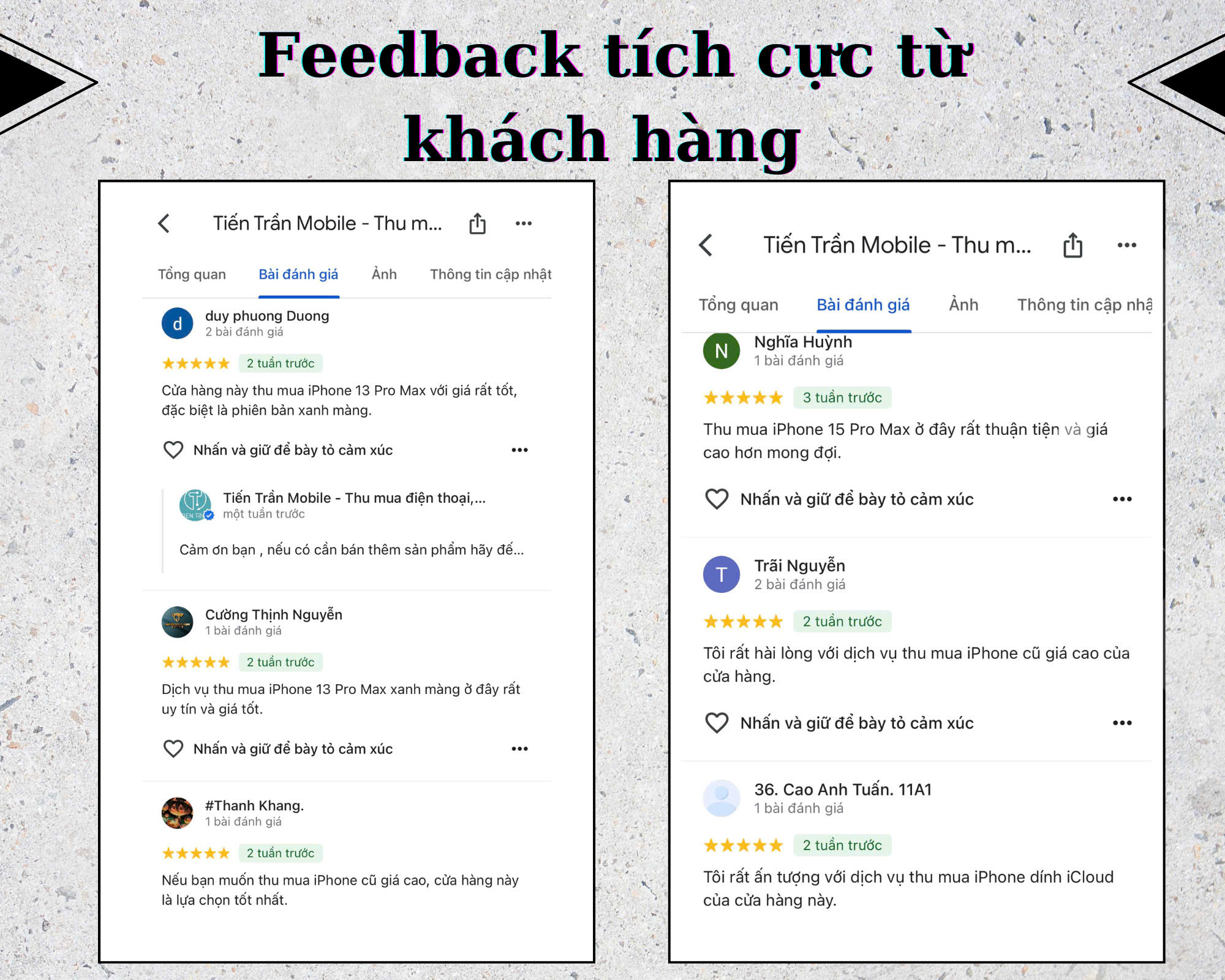 Đánh Giá Tích Cực Khi Khách Hàng Sử Dụng Dịch Vụ