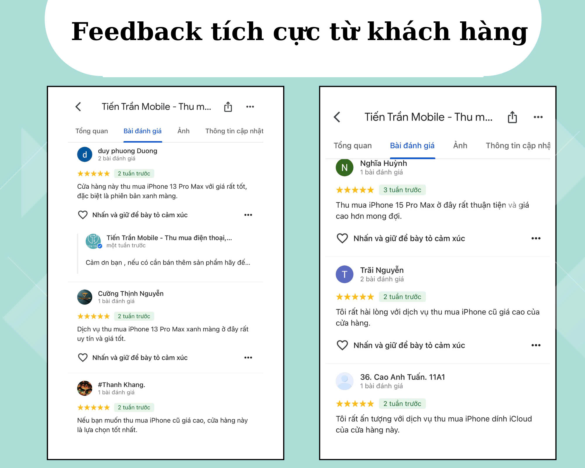 Đánh Giá Của Khách Hàng Khi Lựa Chọn Thu Mua Tại Tiến Trần Mobile