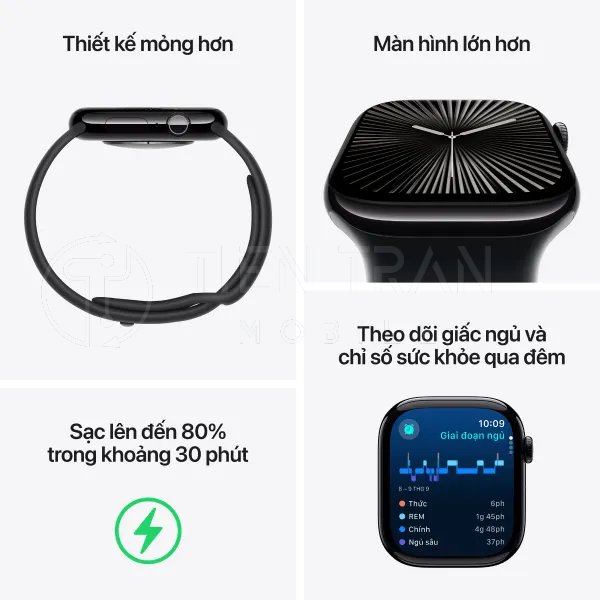 Apple Watch Series 10 46mm GPS Viền Nhôm Dây Cao Su 9 Apple Watch Series 10 46mm GPS Viền Nhôm Dây Cao Su