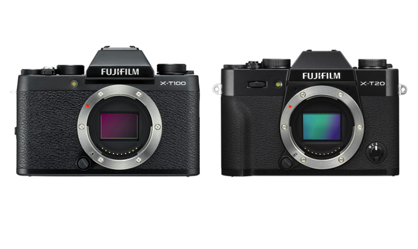 Two Fujifilm cameras side by side.So Sánh Fujifilm XT20 Với Fujifilm XT100 Chi Tiết